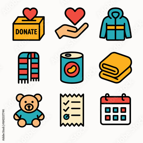 Donation box receives heart symbol in charity scene giving help