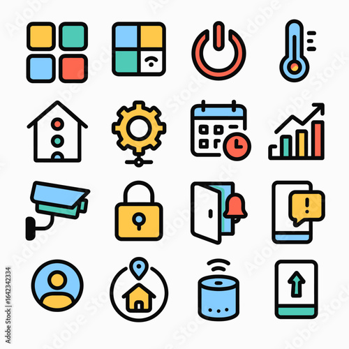 Smart icons present elements automate connected home system