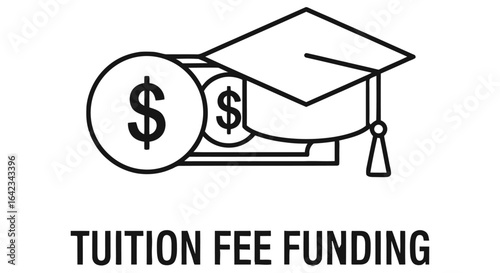 Tuition Fee Funding Concept with Graduation Cap and Money