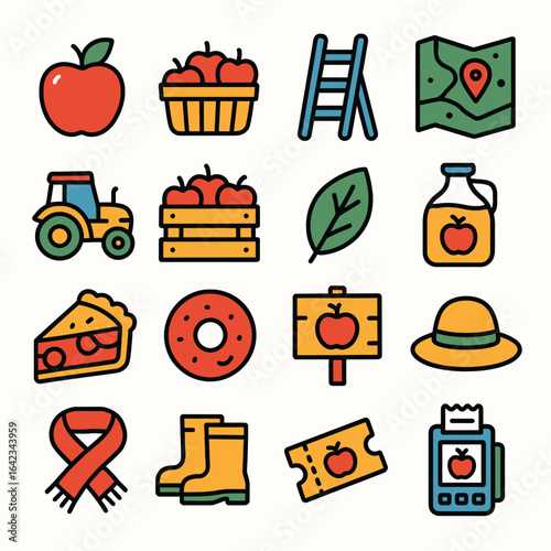 Flat apple elements promote orchard festival fair scene