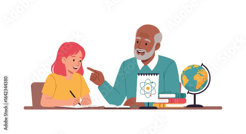 Tutoring Session Teacher Explaining Science to Student