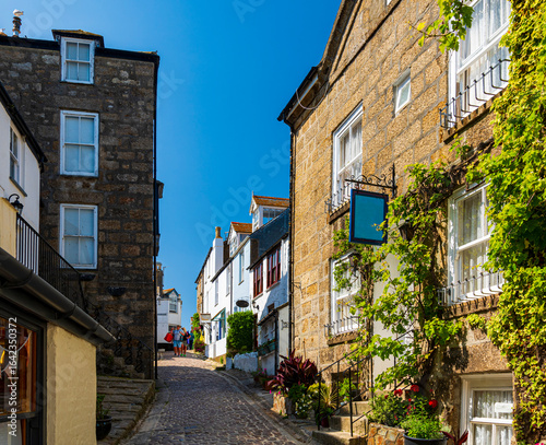 Back street in St Ives, a seaside town and port in Cornwall
