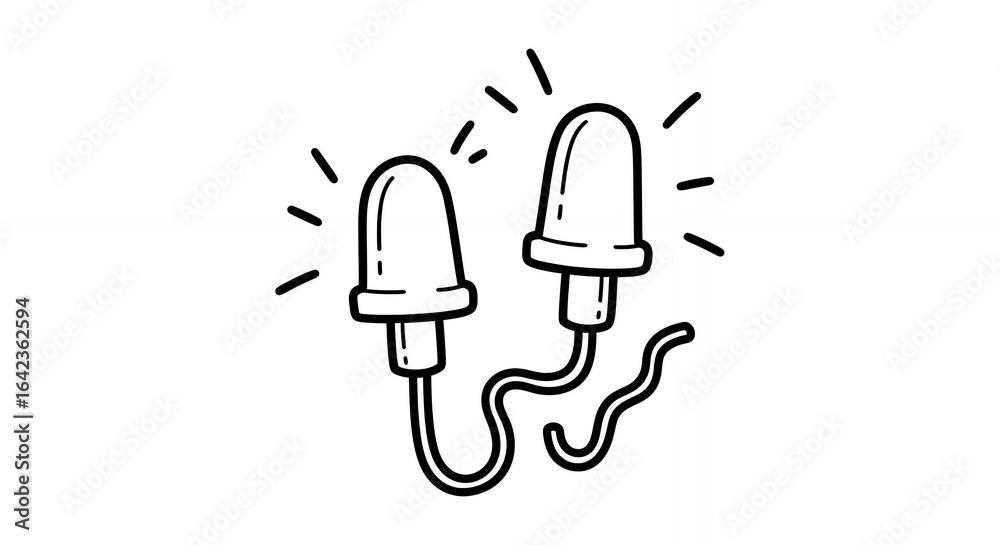 Fototapeta premium Stylized Black and White Light Bulbs Connected by Wires on Plain White Background Minimalist Design