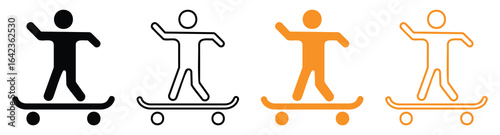 Skateboard Silhouette Vector Collection, Simple Isolated Skateboarding Design and Logo.
