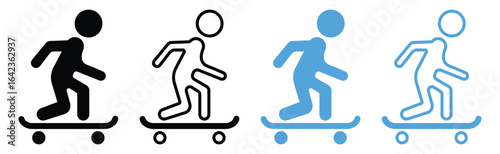 Skateboard Silhouette Vector Collection, Simple Isolated Skateboarding Design and Logo.