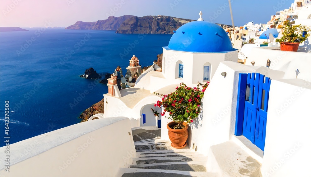 Fototapeta premium Mediterranean island village ocean view