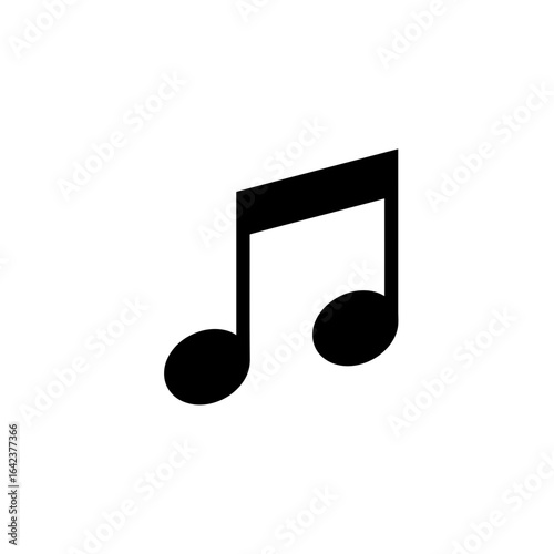 Single black eighth note musical symbol isolated on a white background.