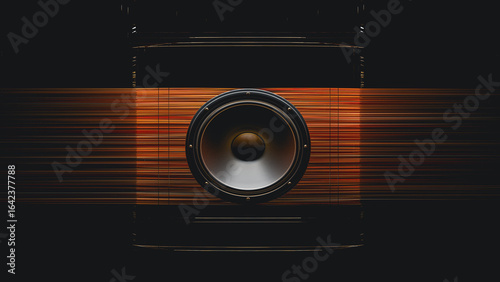 Luxurious speaker with abstract wooden background design