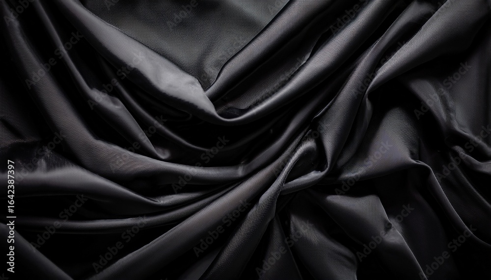 Fototapeta premium an abstract black background showing crumpled dark fabrics providing a textured and moody aesthetic