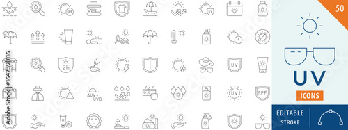  UV icon collection set. Editable stroke.