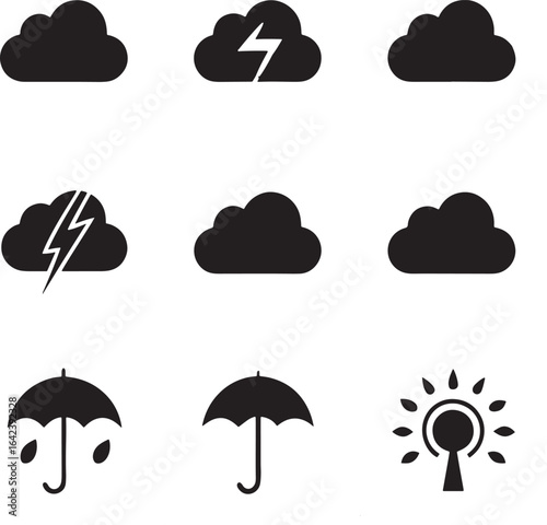 Monochrome Weather Forecast Icon Set