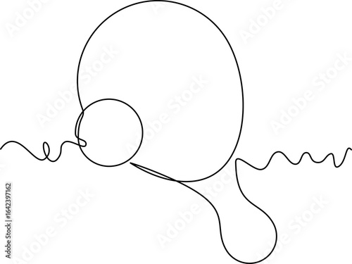 one line art Table Tennis Ball and Paddle vector illustration. line art, one continuous line, simple, hand drawn and sketch style. for icons, symbols, signs or logos. PNG