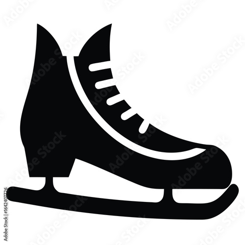 Black ice skate with white laces figure skate