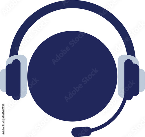 Headset icon with microphone for communication and audio devices vector illustration 