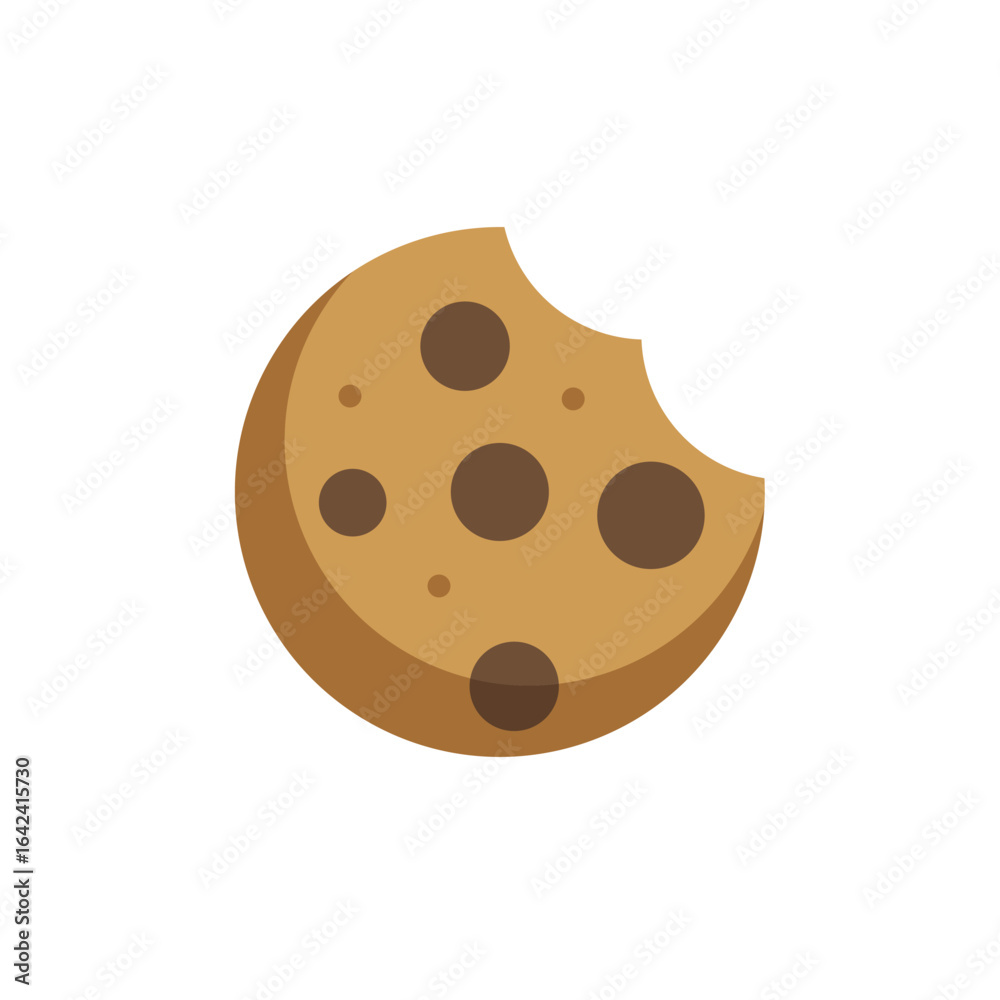 Fototapeta premium Chocolate chip cookie bitten. Vector