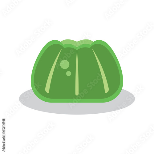 Green jelly dessert with ridges. Vector