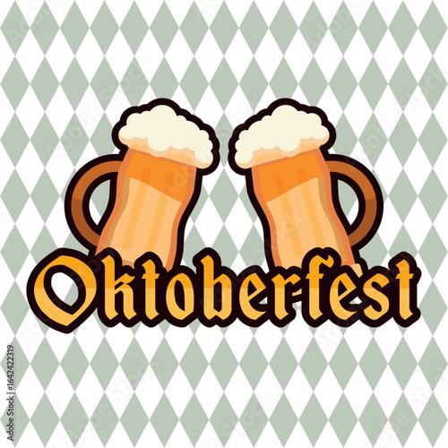 Cartoon Oktoberfest mugs. Vector