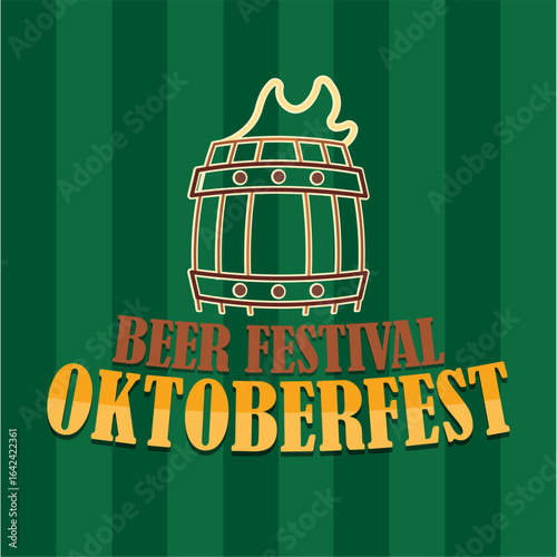 Green Oktoberfest barrel. Vector