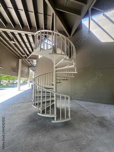 White Spiral Staircase in Modern Building