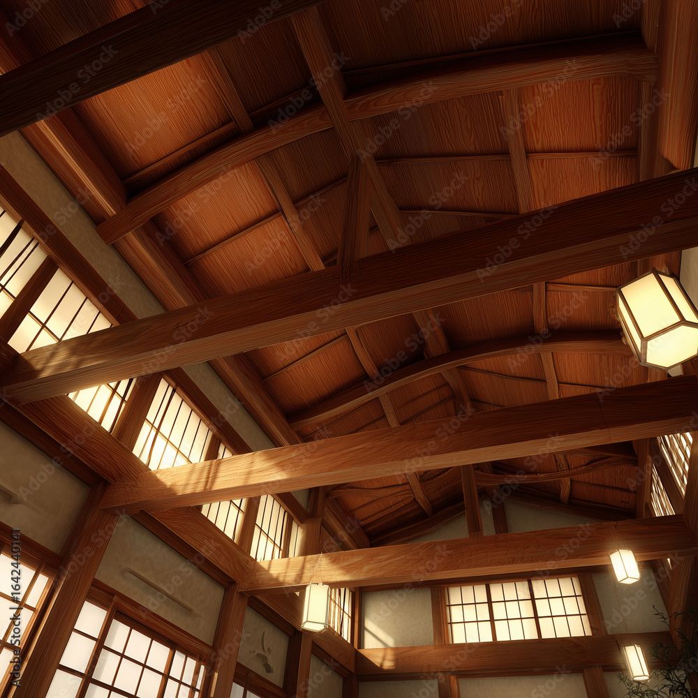 Obraz premium Interior beam ceiling of a Japanese teahouse.