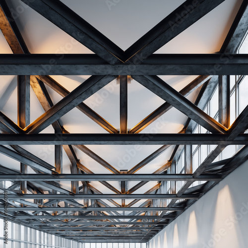 Abstract perspective of steel crossbeams.