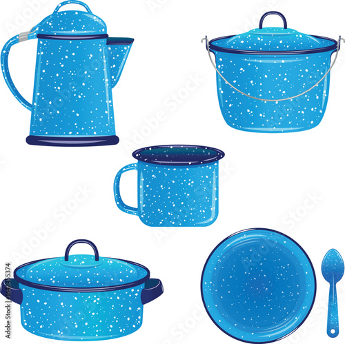 Blue enamel mexican crockery