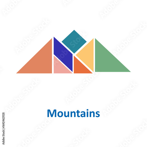 Mountains Tangram Puzzle - Creative Geometric Landscape
