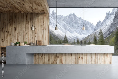 Modern kitchen with mountain view (1)