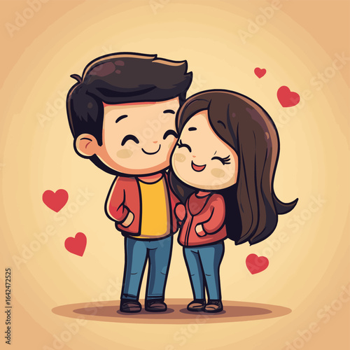 Cartoon  lover , vector style simple color