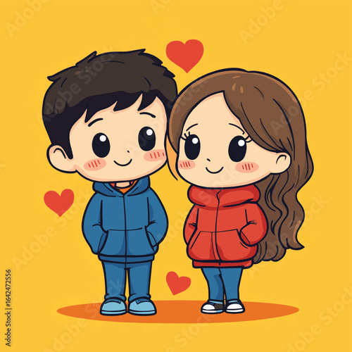 Cartoon  lover , vector style simple color