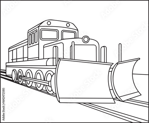 Simple and cute train coloring page for kids, black line art vector illustration for toddler coloring book design 
