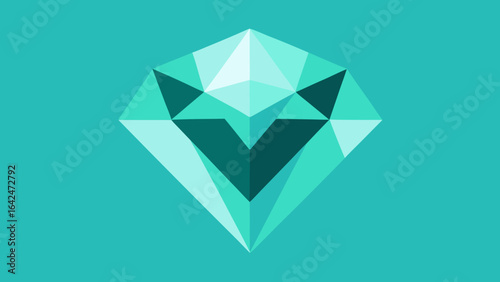 Teal and Light Blue Geometric Diamond Gemstone on Teal Background jewel crystal