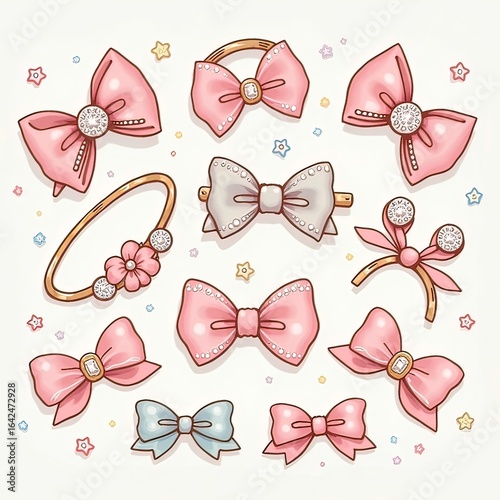 set vintage style floral hair clips in black and white