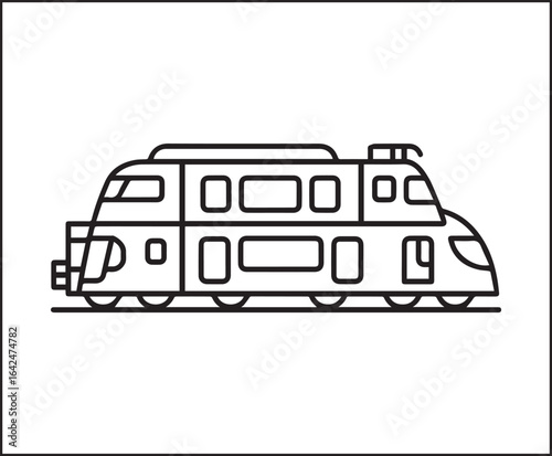 Simple and cute train coloring page for kids, black line art vector illustration for toddler coloring book design 
