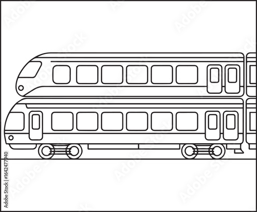 Simple and cute train coloring page for kids, black line art vector illustration for toddler coloring book design 