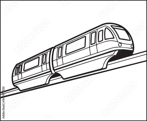 Simple and cute train coloring page for kids, black line art vector illustration for toddler coloring book design 