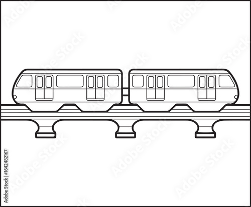 Simple and cute train coloring page for kids, black line art vector illustration for toddler coloring book design 