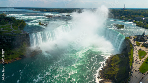 Aerial view of Niagara Falls shot in Niagara Falls, Ontario, Canada