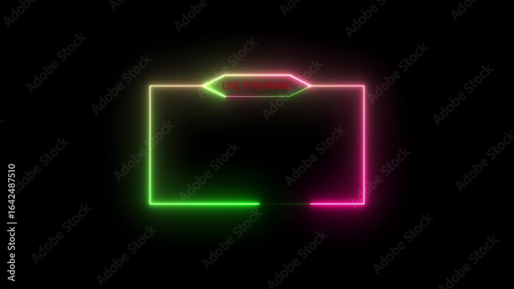 live streaming neon text frame animation box frame neon frame. live ...
