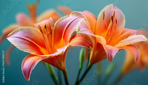 Vibrant orange flowers in soft focus, showcasing delicate petals and a stunning array of colors, perfect for floral themes and designs.