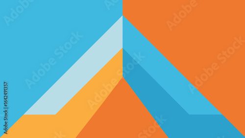 Geometric Abstract Background with Sharp Angles and Color Blocking in Blue and Orange vector illustration