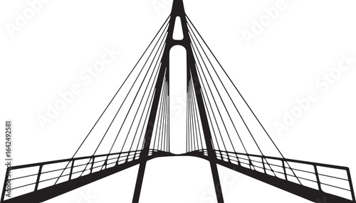 Architecture coloring page for kids and adults, black and white bridge sketch line art vector illustration