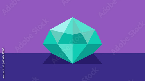Teal Diamond Gemstone On Purple Surface With Shadow jewel crystal