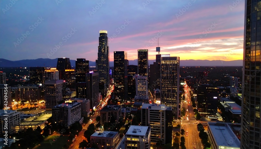 Obraz premium City skyline sunset view