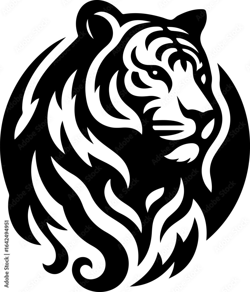 Obraz premium sketch vector illustration image design icon logo symbol tiger head abstract modern king of the jungle 