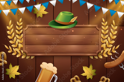background for oktoberfest with flag and maple leaf