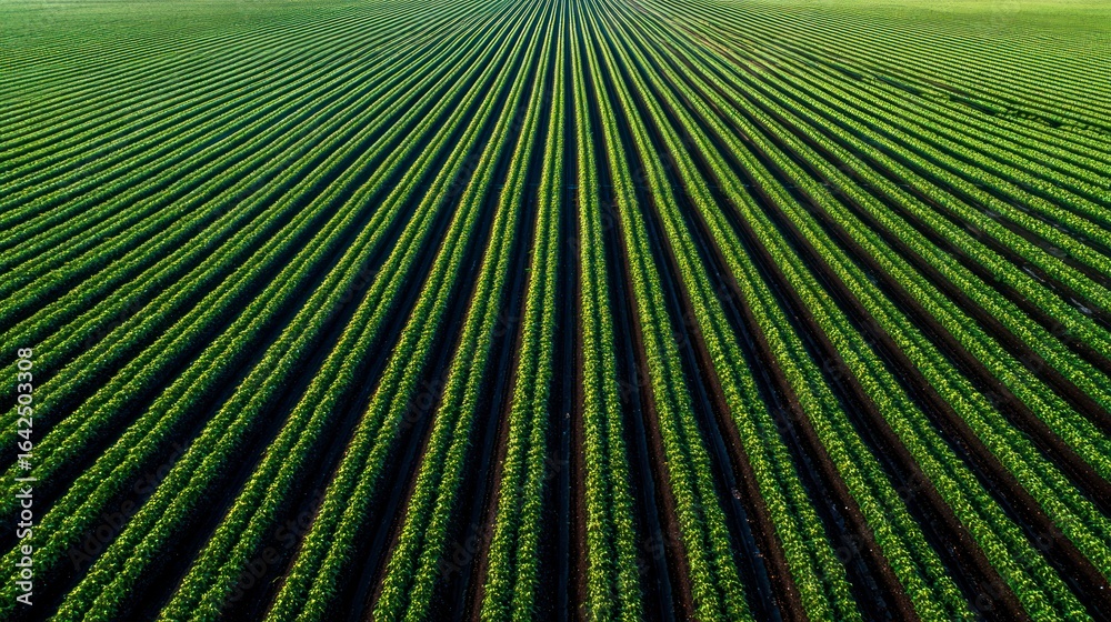 Obraz premium Green agricultural field rows