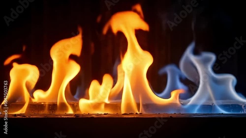 Wallpaper Mural Dynamic flames dance with vibrant orange and cool blue hues, creating a captivating visual spectacle. Torontodigital.ca