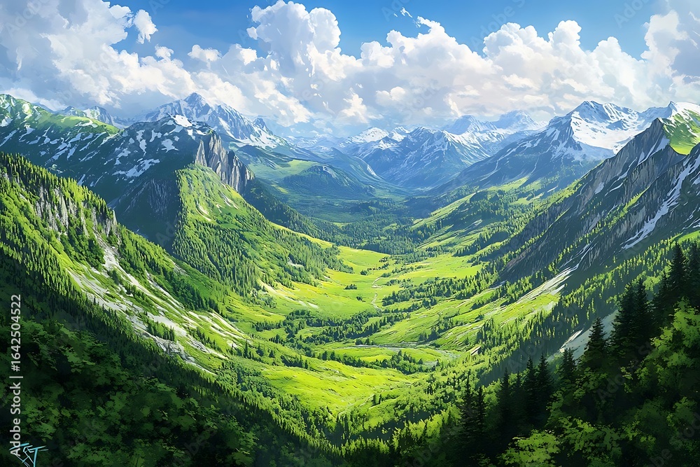 Obraz premium Alpine Valley Summer Landscape. (9)