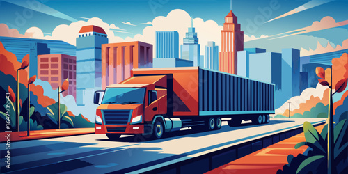 truck container on the road
